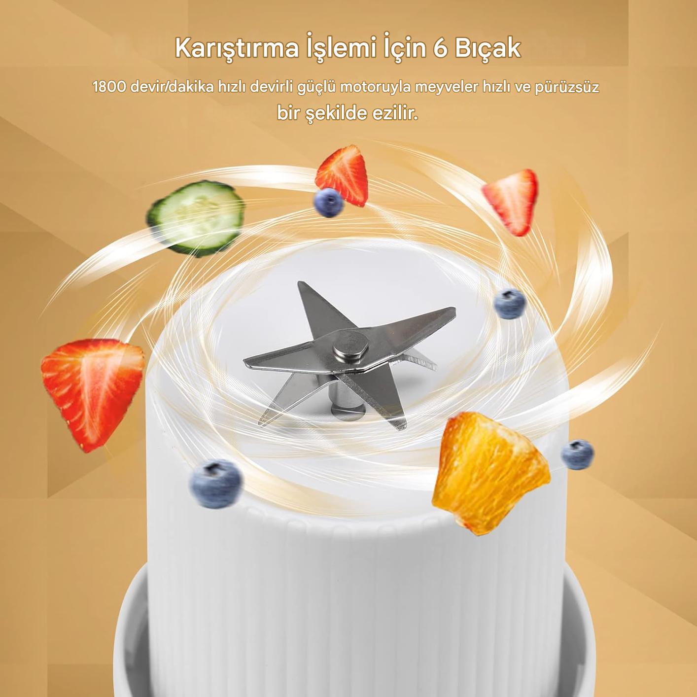 Taşınabilir Mini Blender - Şarj Edilebilir Kişisel Smoothie Makinesi