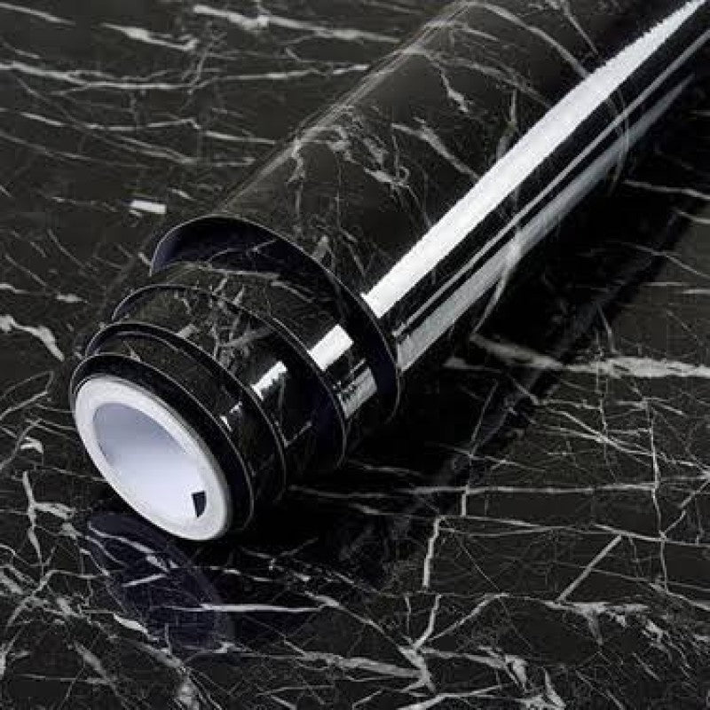 ✨ The Name of Elegance! | Black Marble Patterned Adhesive Covering Paper 5 Meters 🖤🪄