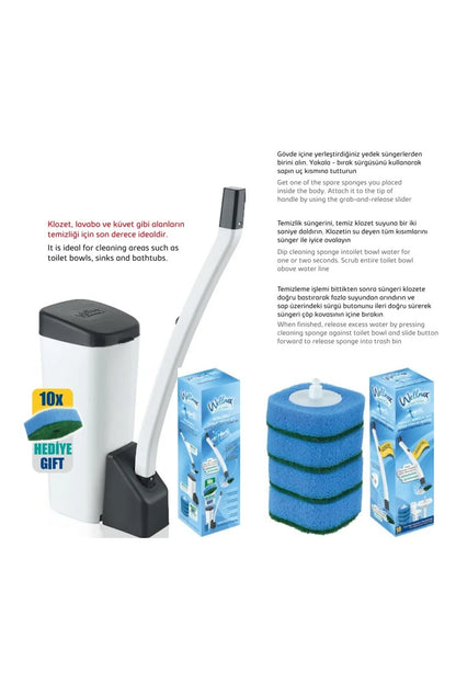 Hygienic and Practical! | Disposable Sponge Cleaning Set (+10 Disposable Heads) 🚽🧽
