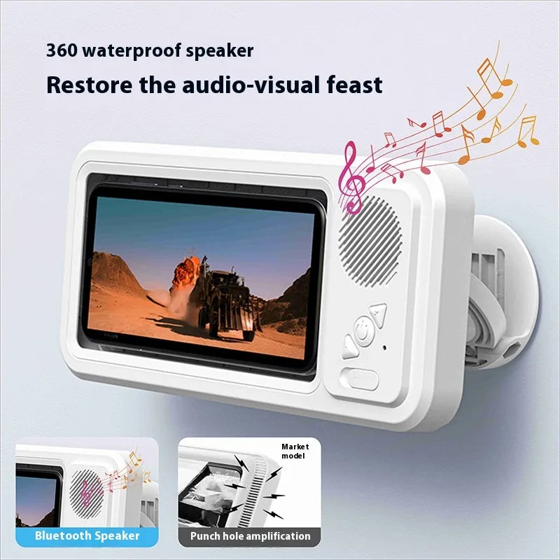Bathroom Waterproof Phone Holder – Wall-Mounted Shower Phone Box with Touchscreen & Anti-Fog Design