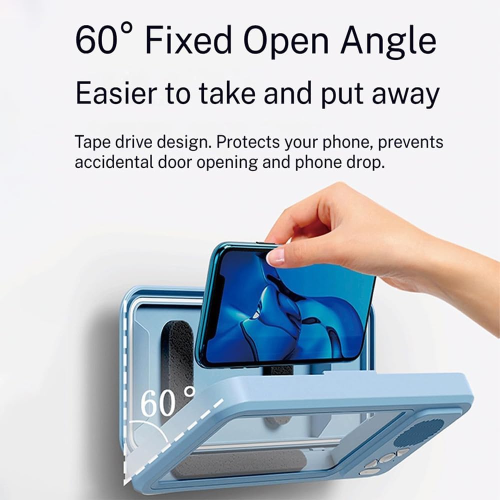 Play Series Shower Fun! 📱 White Phone Case Holder with Integrated Speaker 🔊, Fog-Proof Window & 360° Secure Mount.