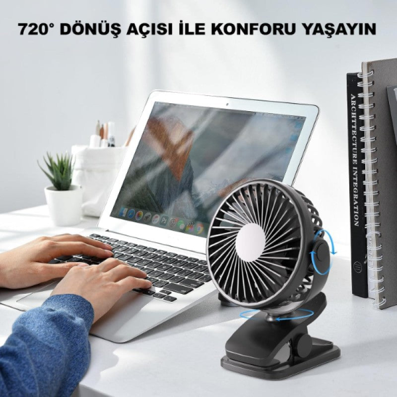 Desktop Rechargeable Clip-on Portable Fan