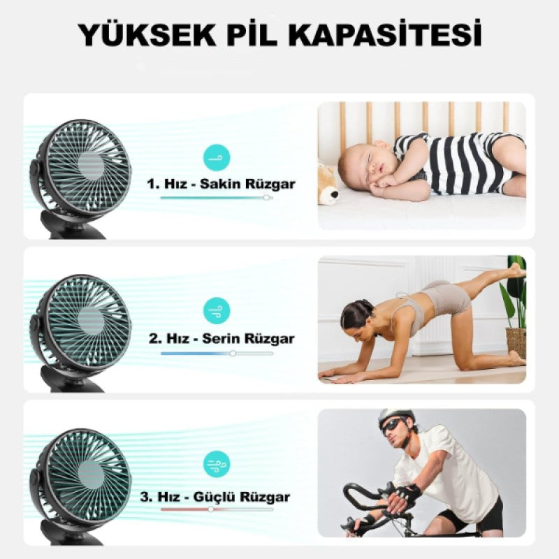Desktop Rechargeable Clip-on Portable Fan
