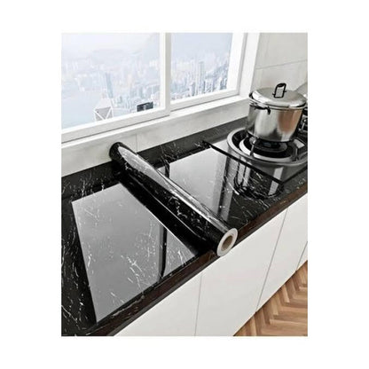 ✨ The Name of Elegance! | Black Marble Patterned Adhesive Covering Paper 5 Meters 🖤🪄