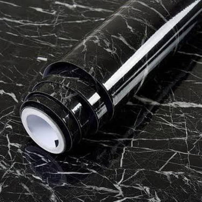 ✨ The Name of Elegance! | Black Marble Patterned Adhesive Covering Paper 5 Meters 🖤🪄