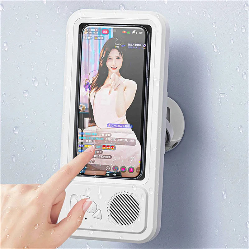 Bathroom Waterproof Phone Holder – Wall-Mounted Shower Phone Box with Touchscreen & Anti-Fog Design