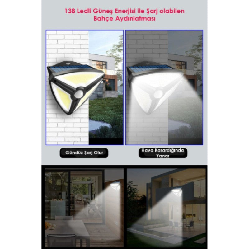 138 LED Solar Garden Lamp with Sensor